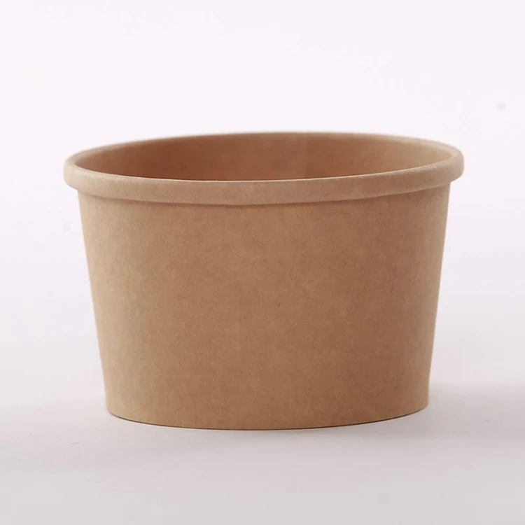 Good Quality 100% Wooden Paper Cups China Paper Coffee Cups 12oz Kraft Paper Soup Cup Salad Disposable Bowls