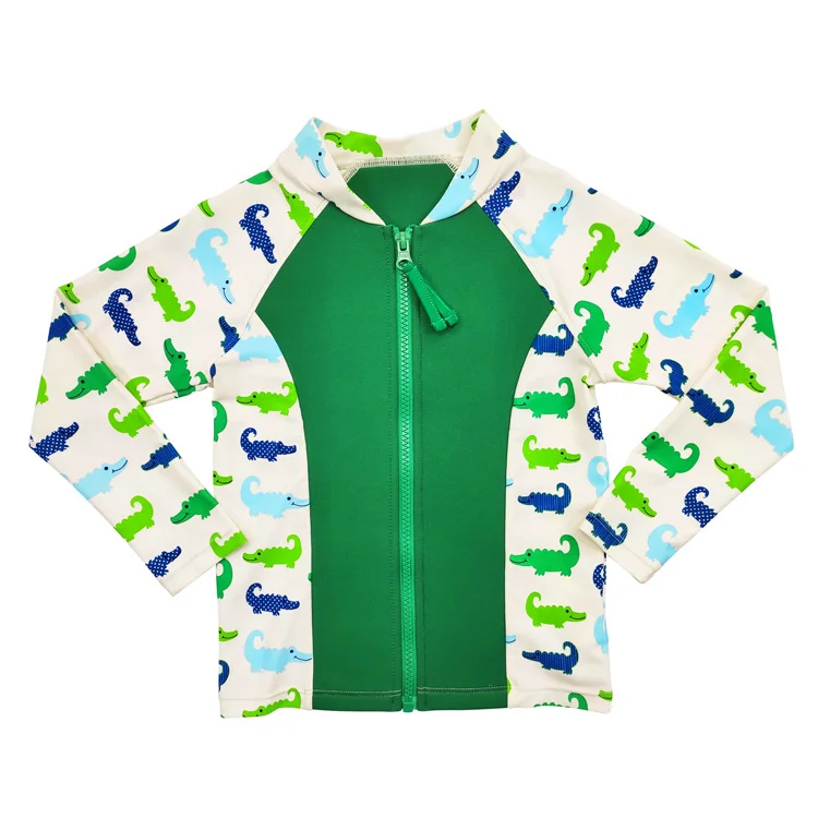 2021 Top quality custom boy front zipper surfing suit swimwear rash guard custom