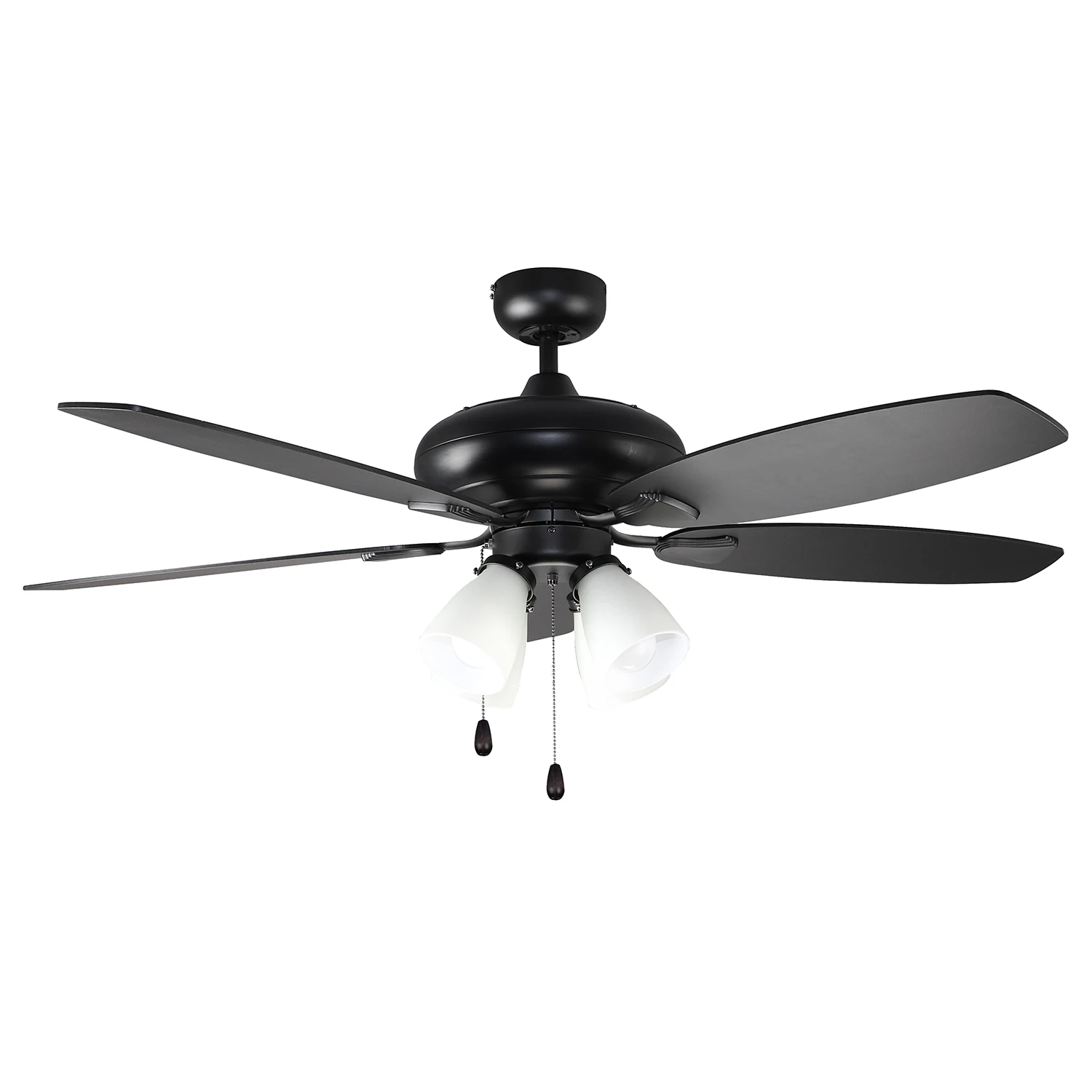 110 240 Volt 52 Inch Black Traditional Retro Wood Blades AC Motor Fancy Low Noise Ceiling Fan with LED Bulb