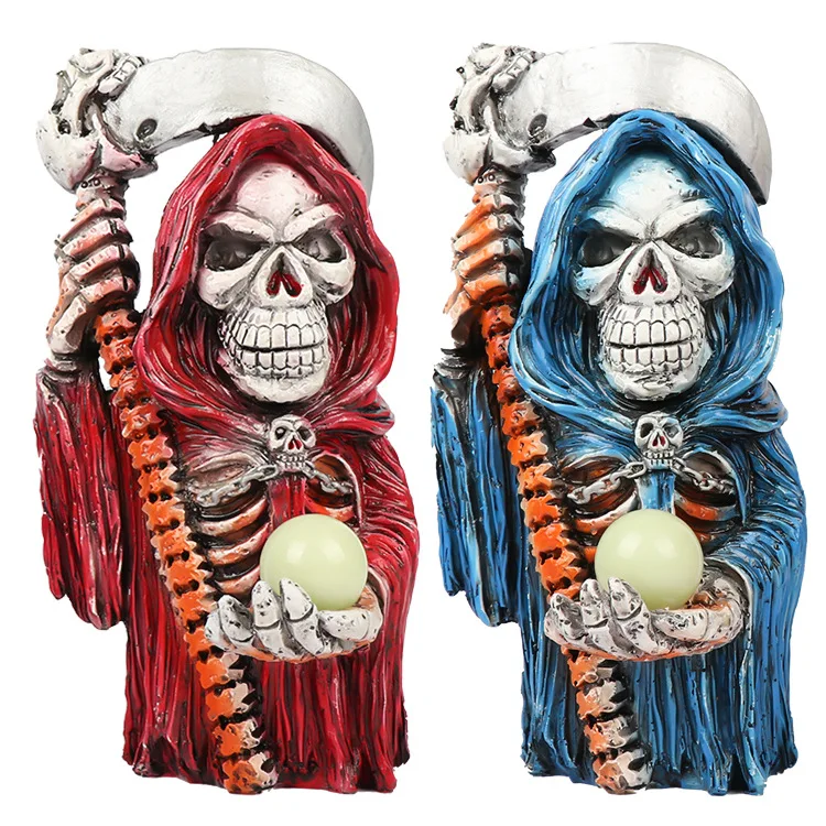 Dropshipping Home Office Decor Skullbone Model Halloween Party Grim Reaper Statue Sculpture