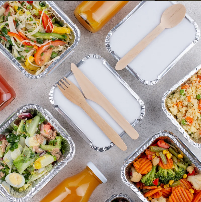 OEM Logo Aluminium Foil For Food Packing bowl Disposable  Foil Tray  takeout  Aluminium Foil Container pans