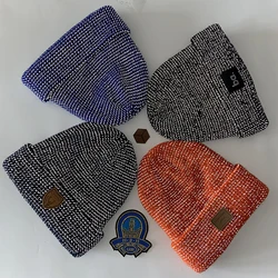 Reflective Material  Polar Fleece Inside Customized OEM Brand Hat bulk Beanie acrylic Custom Hat