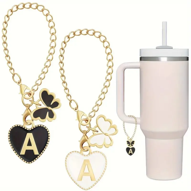 Hot deal butterfly letter charm accessories for stanly cup initial identification charms tumbler accessories