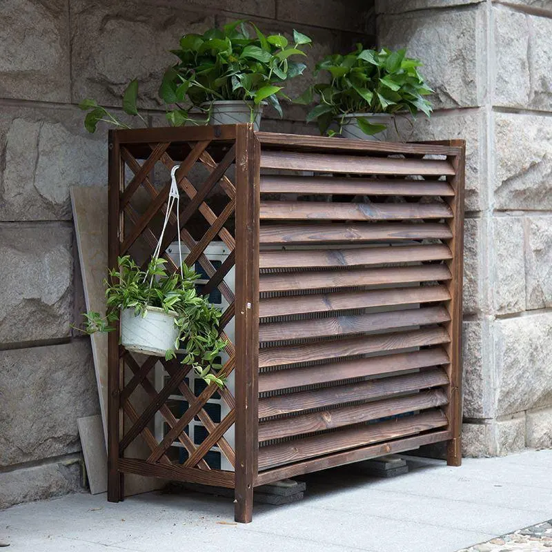 Custom Outdoor Wooden Rack Air Conditioner cover Flower Rack Stand flower pot for furniture decoration