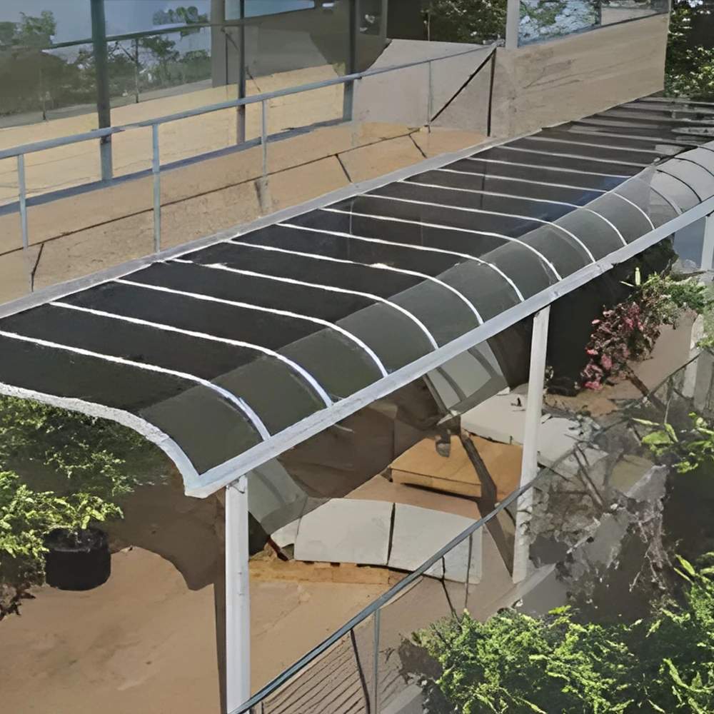 Modern Aluminum Pergola With Polycarbonate Roof   Rainproof Garden Gazebo Canopy Shades