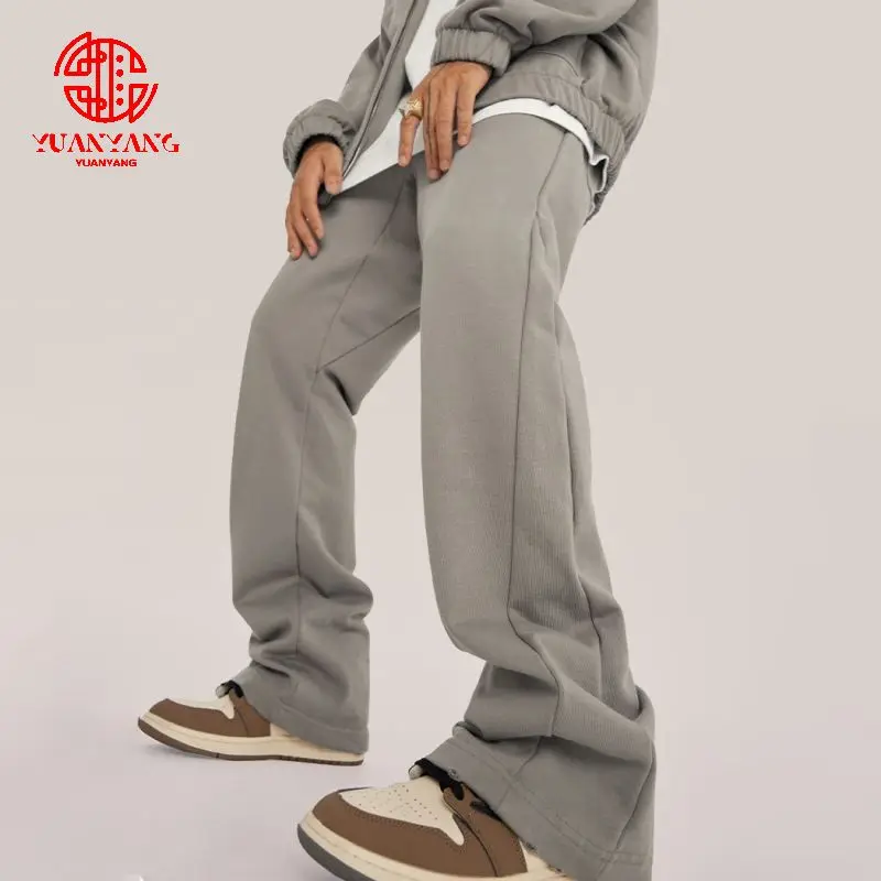 Baggy Harem Jogger Cargo Pants Flared Sweatpants Men Custom Drawstring Trousers Mens Split Stacked Stack Flare Sweat Pants