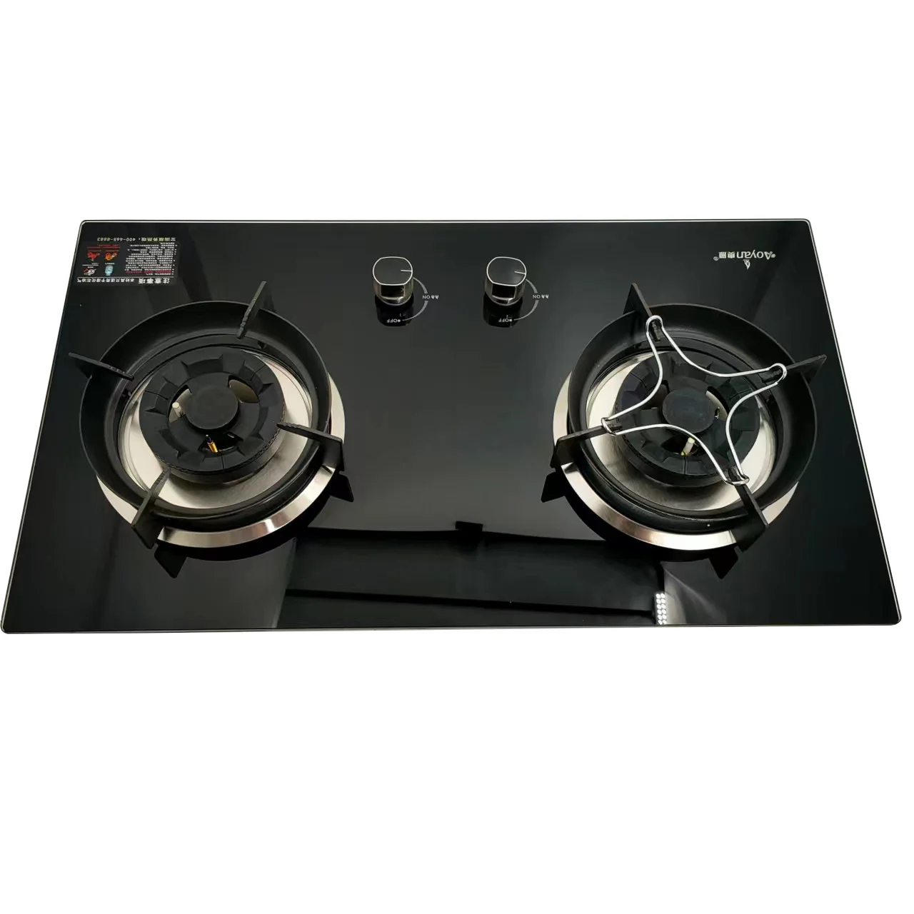 CE 2 burners Wholesale 8mm Black tempered glass Easy cleaning Burner Glass Gas Hob gas cooker stove