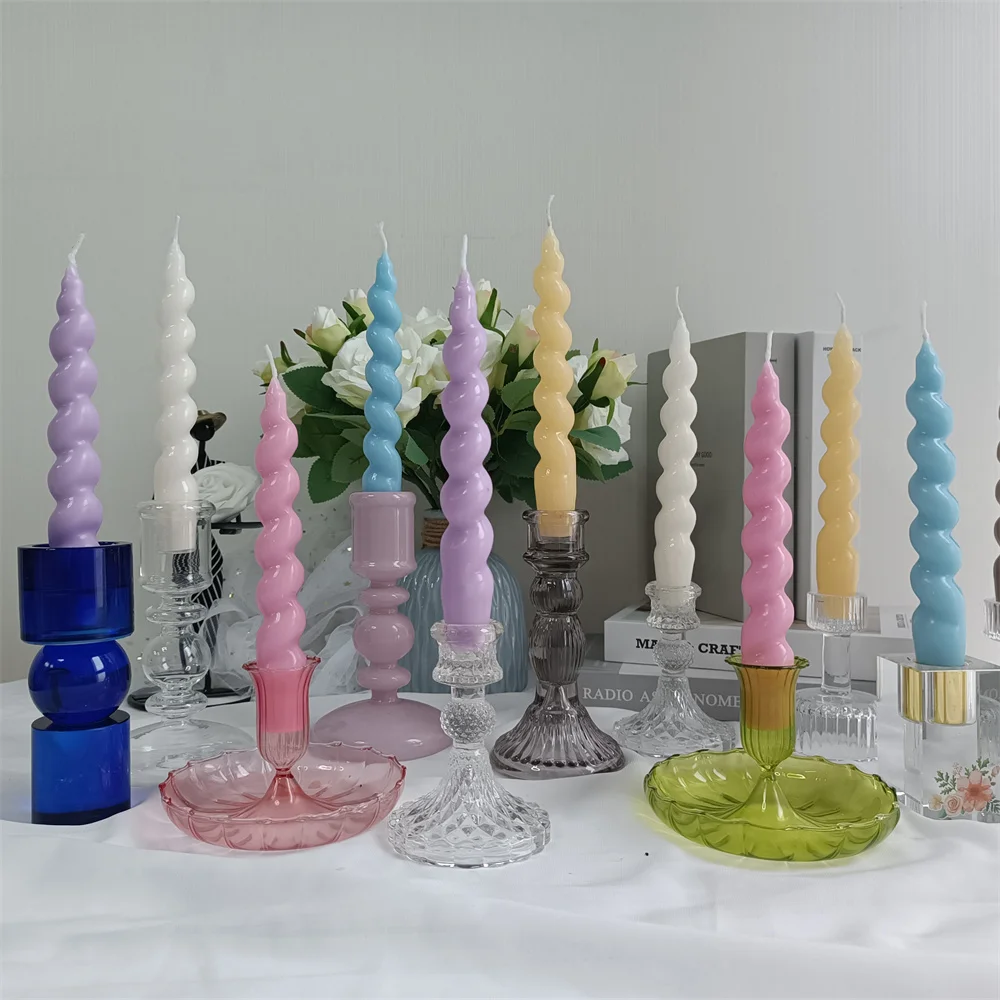 2022 Hot Sale Stick Spiral Candles Tapered Flameless Handmade Artistic Candles Home Decor Scented Candles Luxury