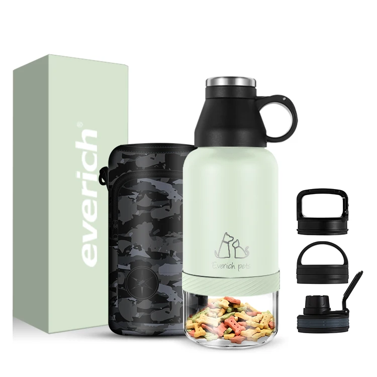 Wholesale 304 Stainless Steel Pet Water Bottle Double Wall Detachable SK Bowls Insulated Dog Drinking Bottles