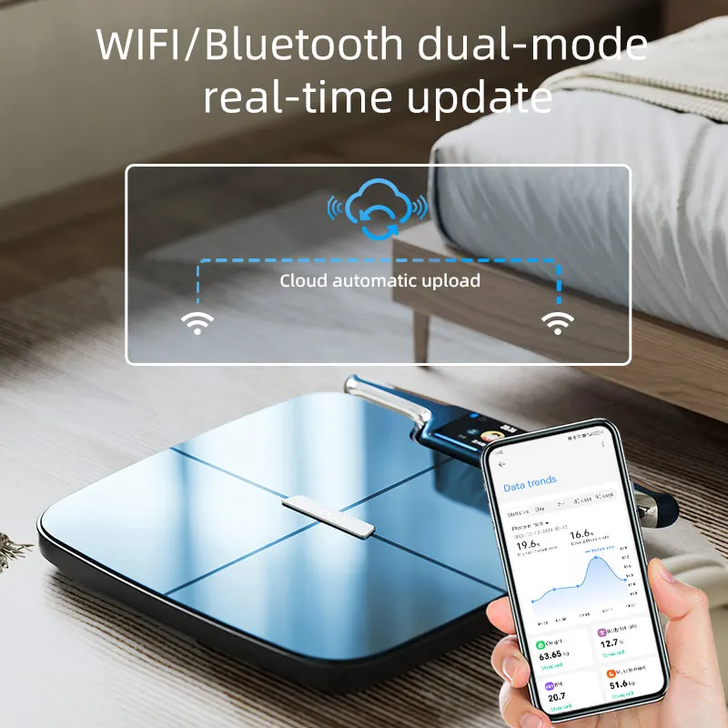 Intelligent BMI 8 point contact electrodes BIA body fat smart scale for body weight scale with 8 electrodes