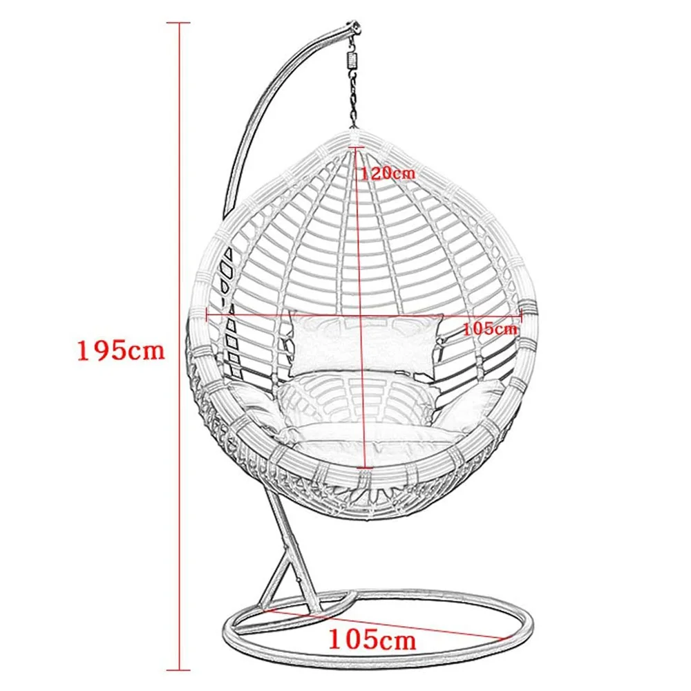 Hanging Basket Chair New Design Hot sale Thick PVC Rattan hanging Basket Chair with Iron Stand
