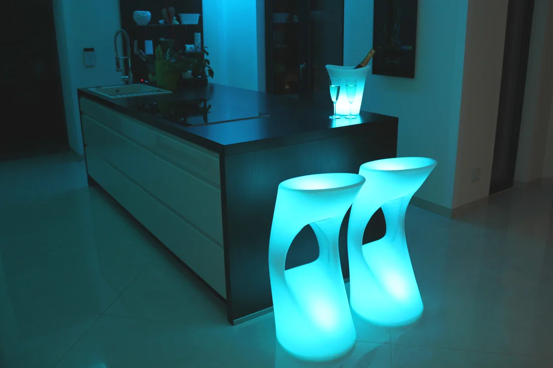 Modern color change plastic garden led glow furniture hire high Bar stools