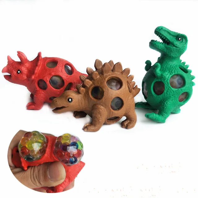 Funny Dinosaur Grape Animal Shape Squishy Ball Vent Anti Stress Rubber Mesh Squeeze Sensory Toy Ball