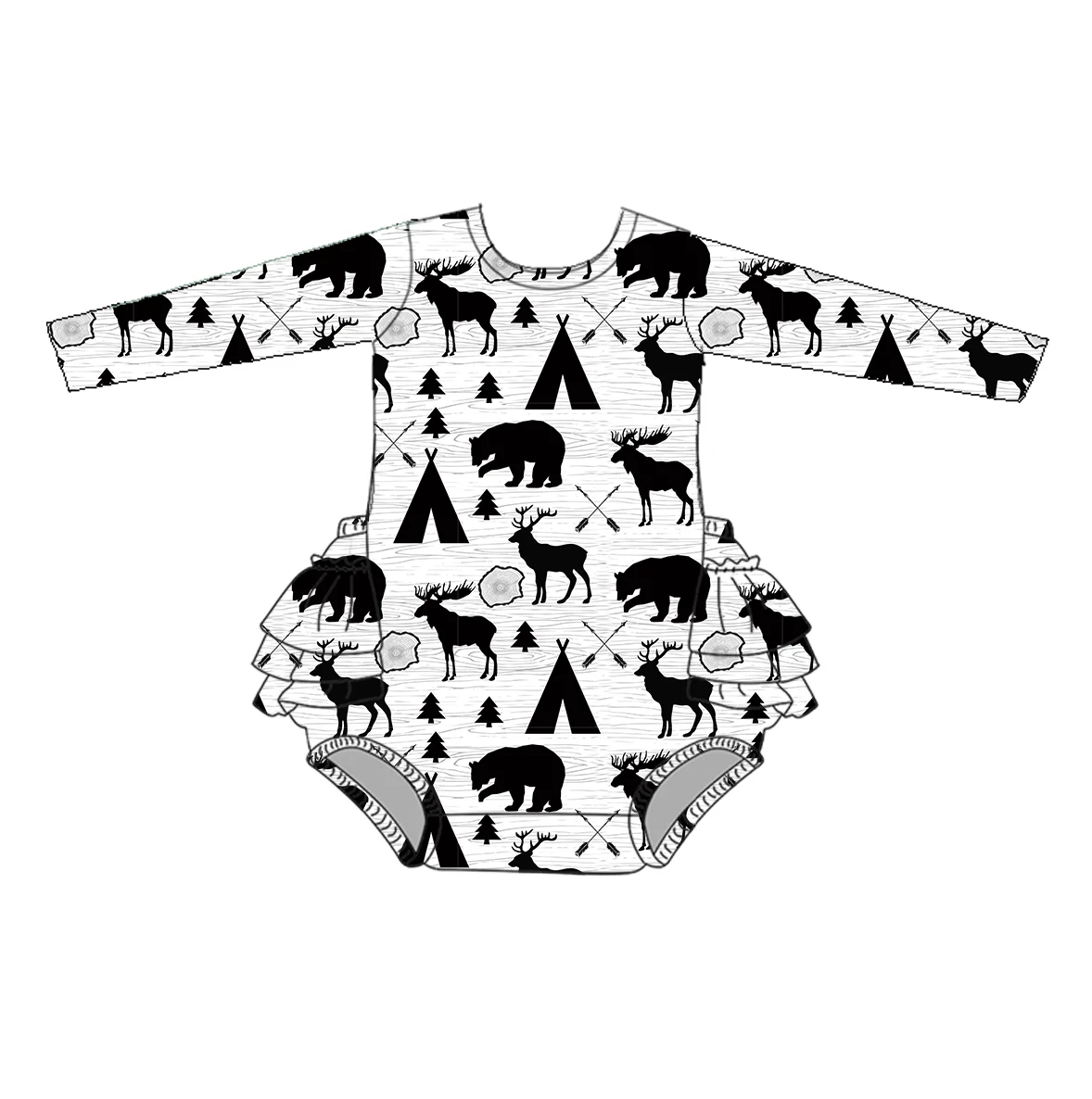 Custom Christmas Baby Romper Manufacturer Newborn Long Sleeve Romper Round Collar Leotard Romper