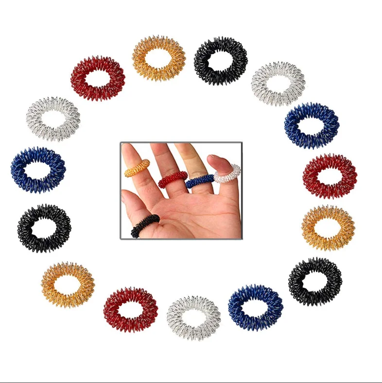 Acupressure Massage Sujok Ring Assorted Colors Spiky Sensory Rings
