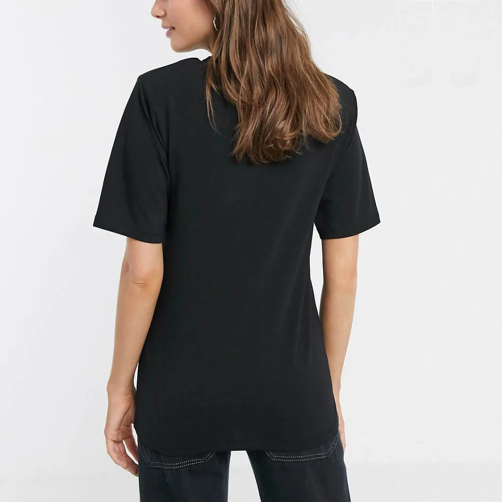 China wholesale shirt custom printed women stylish cotton  plain shoulder pad t-shirt