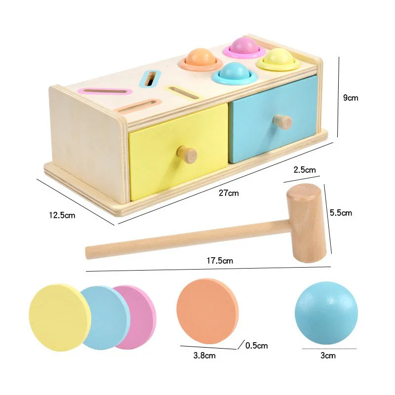 Wooden Montessori Coin Box with Thicker Coins 2 in 1 Color Shape Sorting Matching Toy Object Permanent Box Toddler Preschool Toy