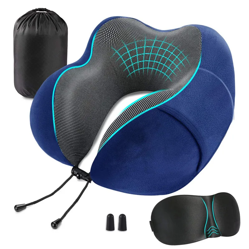 Provide Perfect Support Neck Pillow Travel Pillow 2021 Airplane Travel Kit With 3D Contoured Eye Masks, Earplugs And Luxury Bag