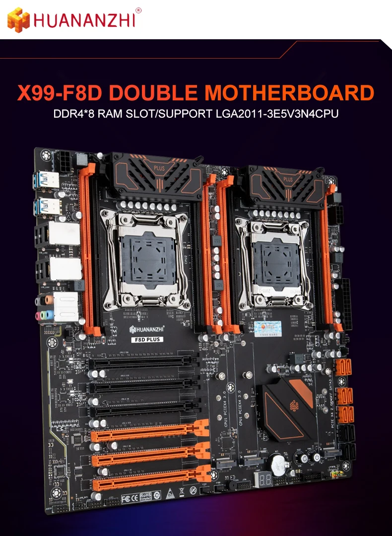 HUANANZHI X99 F8D PLUS LGA 2011-3 XEON X99 Motherboard support Dual CPU E5 V3 V4 DDR4