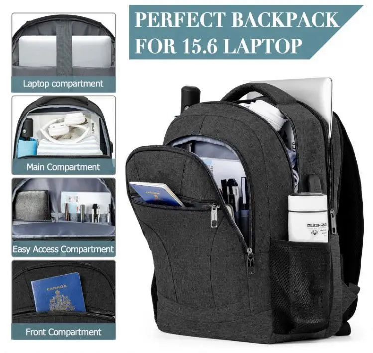 Free sample 2024 Wholesale Factory School Bag  Travel Multi Function  Large Capacity Computer Backpack For Unisex