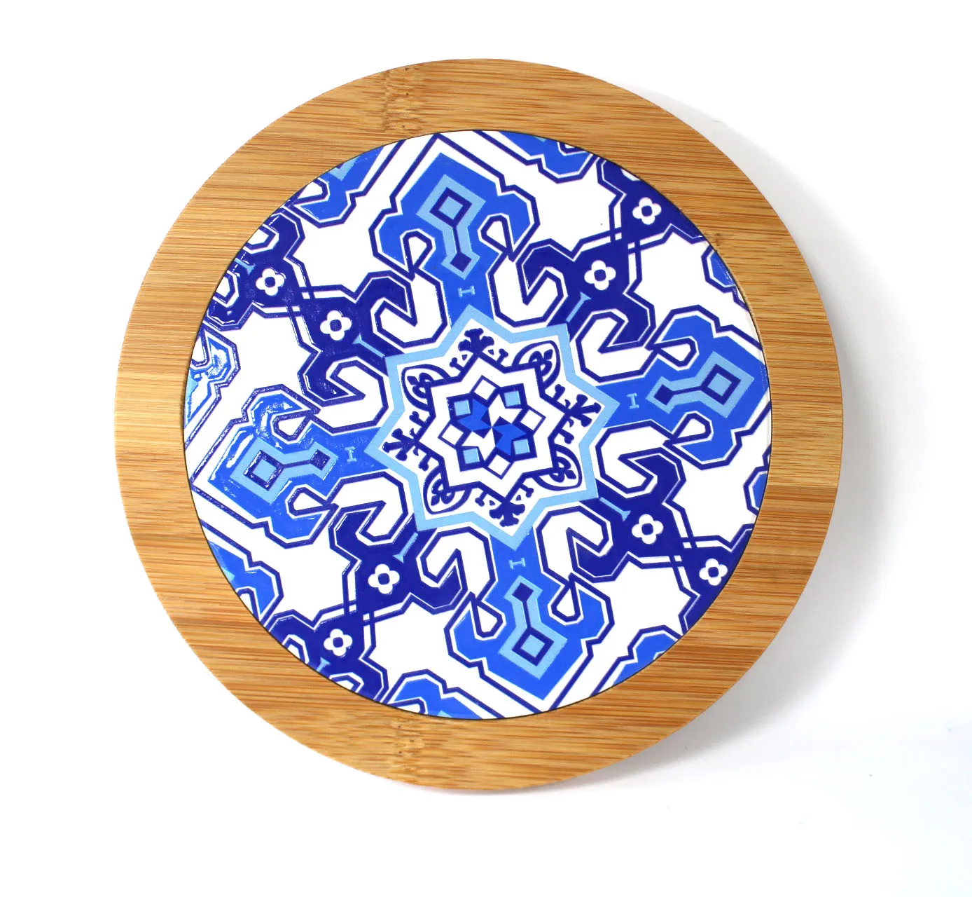 Customized square shape Ceramic Tile Trivet With bamboo