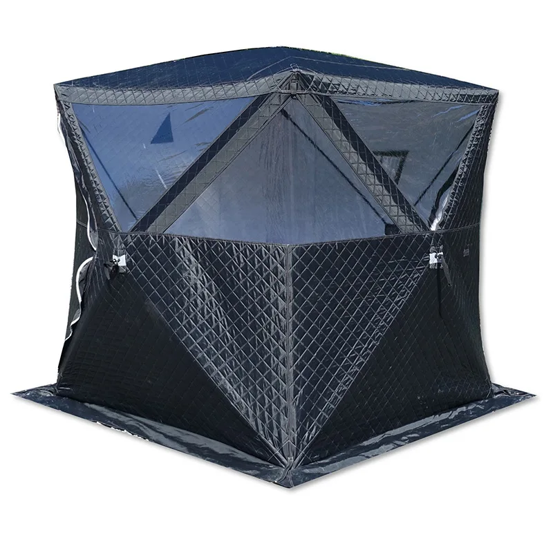 Outdoor three layer weatherproof insulation winter pop up tent transparent skylight sauna tent with chimney hole