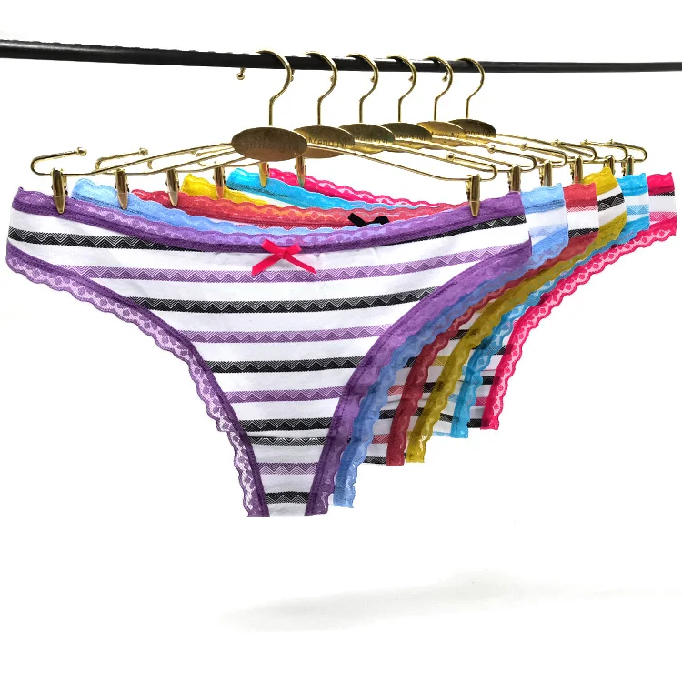 Sexy fashion cotton and lace beautiful female cotton thong underwear women thong panties