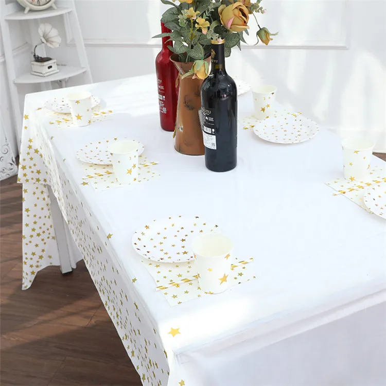 Disposable Tablecloths for Parties Twinkle Little Stars Rectangle Plastic Gold Star Tablecloth