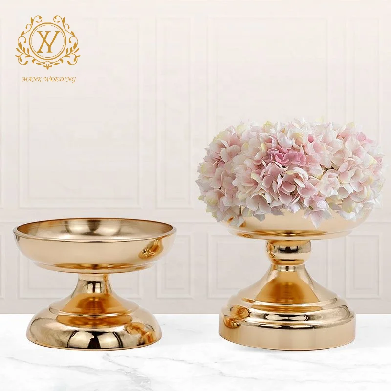 Decorative Tabletop Flower Stand Gold Fruit Bowl With Stand Small Gold Metal Wedding Centerpieces Vases Home Decoration