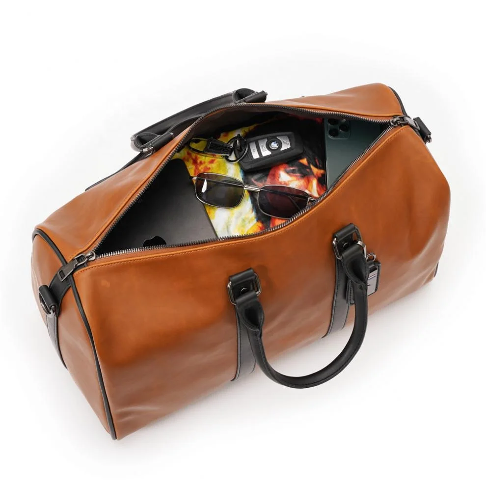 Custom LOGO Large Capacity Vintage Luggage Casual PU leather Travel Duffel Tote Bags Outdoor Weekender Overnight Gym Sports Bag