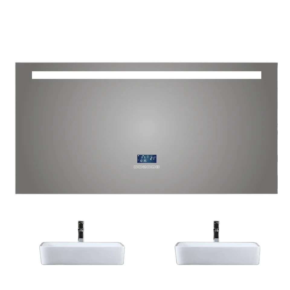 LED Smart Rectangle Wall Mirror with Touch Screen TV Magic Illuminated Bathroom Mirror for Apartment Gym Salon Use