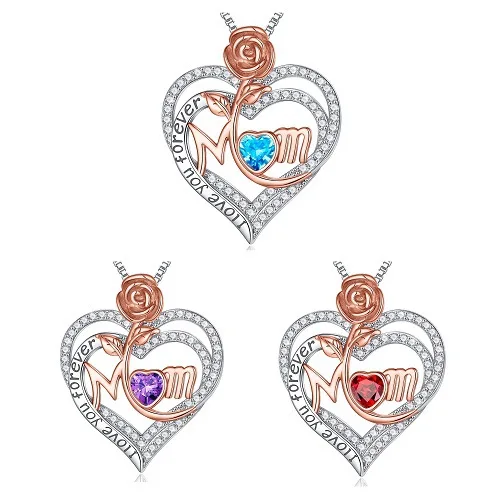 Mama Zircon Letter Name Heart Necklace for Women Zircon 18K Gold 925 sterling silver Charm chain Choker Pendant Fashion Jewelry