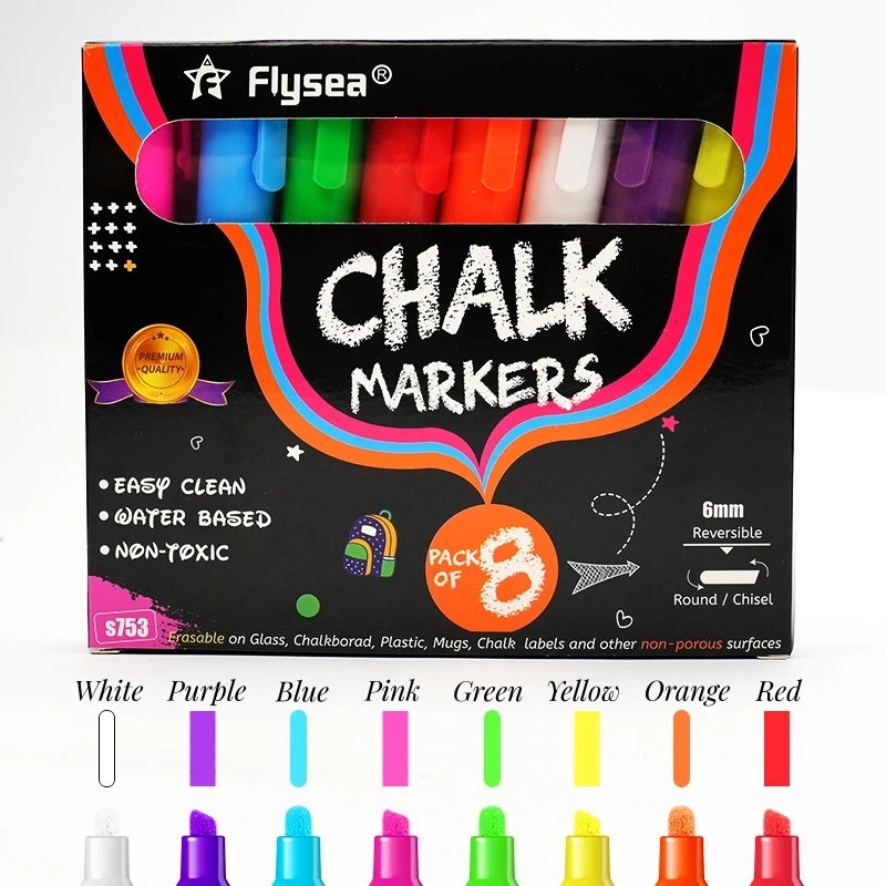 Hot Sale Erasable  Reversible Tips Liquid Chalk Markers For Kids & Adults for Chalkboard