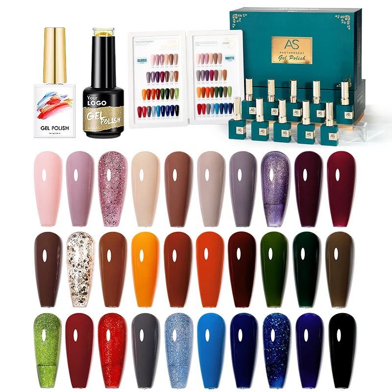AS Popular Selling Christmas Gel Polish Collection 30 Colors Box OEM Unique Design Gel Nail Polish Supplies Set
