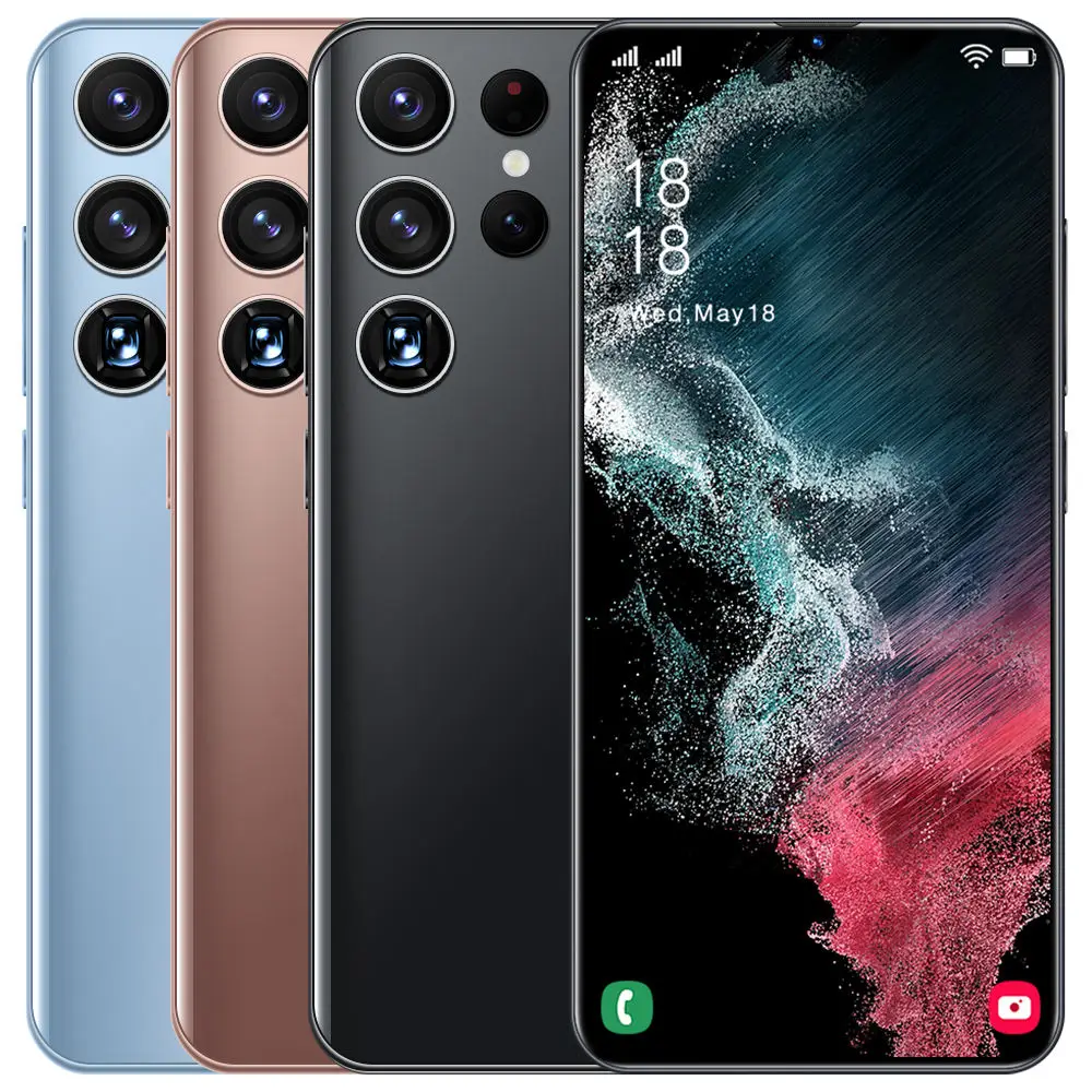 Hot Selling S22 ULTRA Original 16GB+512GB 16MP+32MP Big Screen 6.7 Inch Telephone Water Drop 5G Smart Android Cellphone Phones