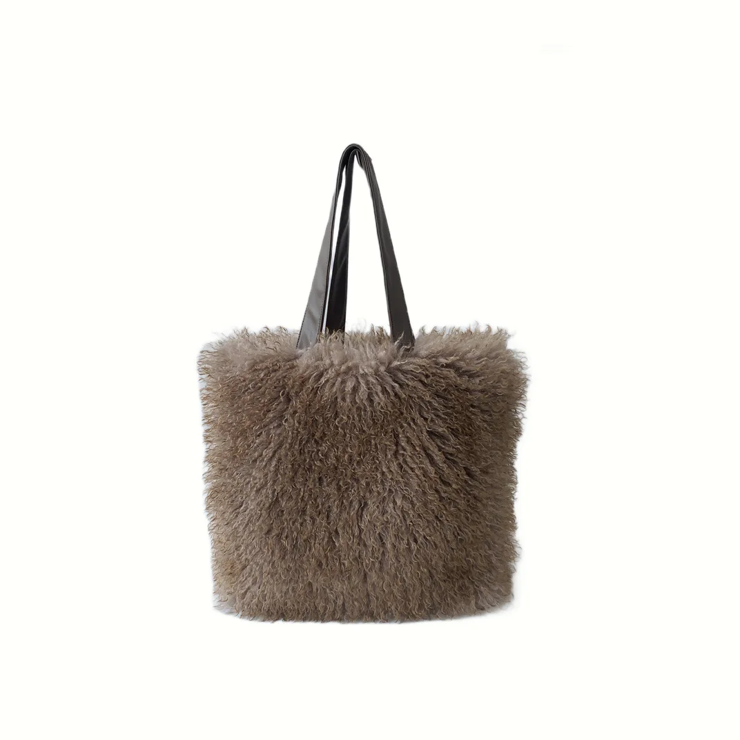 High Quality Women fashion Fox Fur Bag Purse luxury Winter Warm Cute Plush Fur handbag for ladies