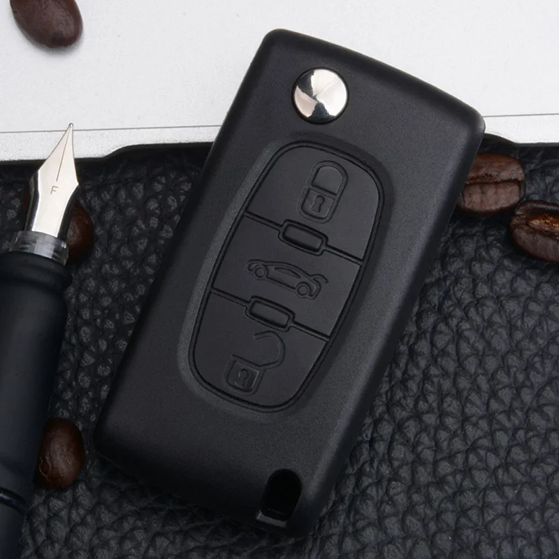 Auto Car Key Care Equipments Key Cover Replacement Folding flip Key Shell Case For Peugeot 106 107 206 207 307 406