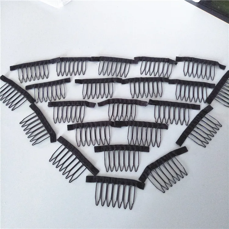 black cloth 100 pieces/lot wig accesseries tools 7-teeth black cloth wig comb clips for wigs
