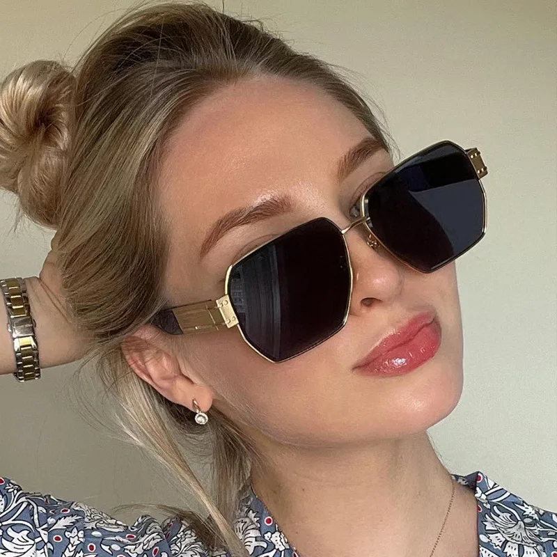 Polygonal Clip On Sunglasses Large Frame Square Sunglass 2025 Shades New Trendy Retro Sun Glasses For Women And Men