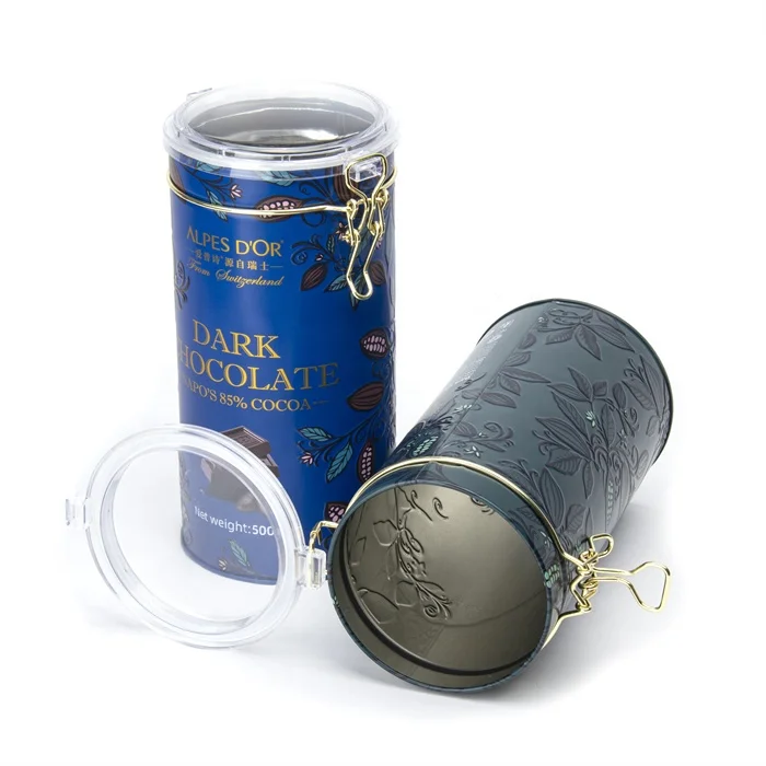 New Design Blue Circle Metallic Gold For Boxes Chocolate Metal Display Box Aluminum Enclosure