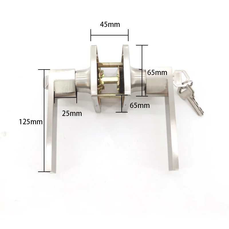 ULW customized bedroom wood door handles with lock interior doors modern design aluminium lock door handle for hotel