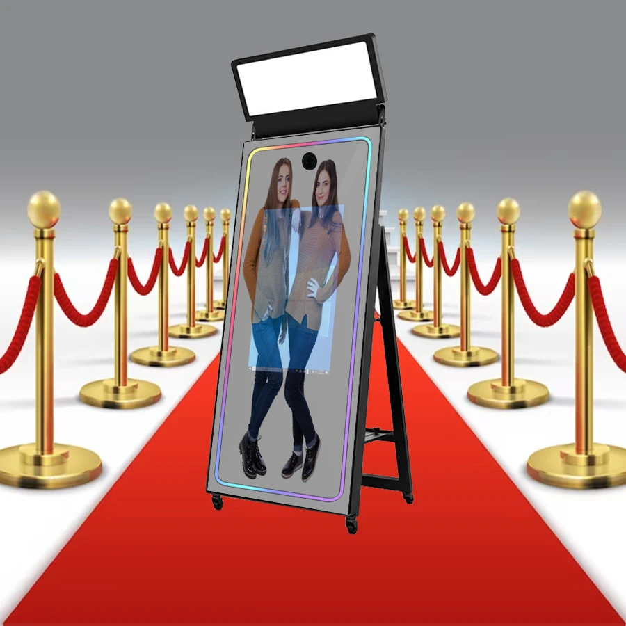Selfie Foto Magic Smart Mirror Photo Booth White 65 Dropshipping Software Photobooth Flash Light Led Frame 70 Inch Send To Mail