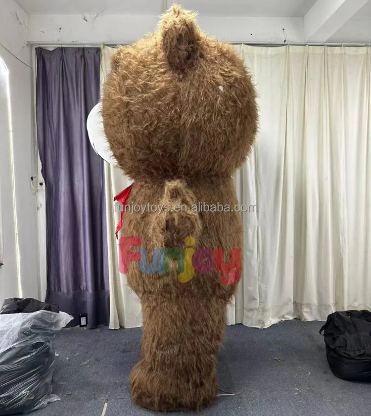 Inflatable Long Plush Teddy Bear Costume For Adult Mascot Animal Full Body Halloween Walking Suit