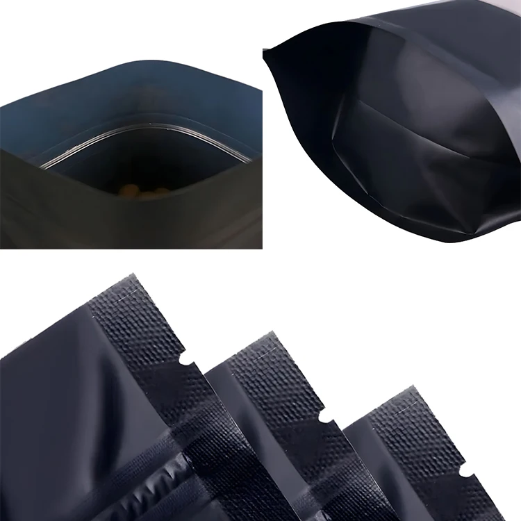Resealable Matte Black Package Stand Up Pouch Aluminum Foil Packaging Zip Lock Bag Doypack Mylar Storage Food Bags