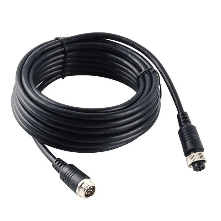 Waterproof rear view camera male to female m12 aviation video cable 6 pin aviation cable 6pin m12 aviation cable