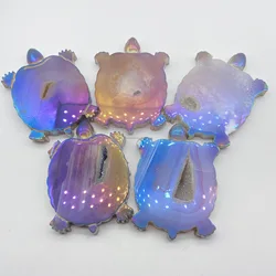 Folk Crafts Natural Carved Crystals Healing Stones Angel Aura Crystal Aura Agate Geode Tortoise For Decoration