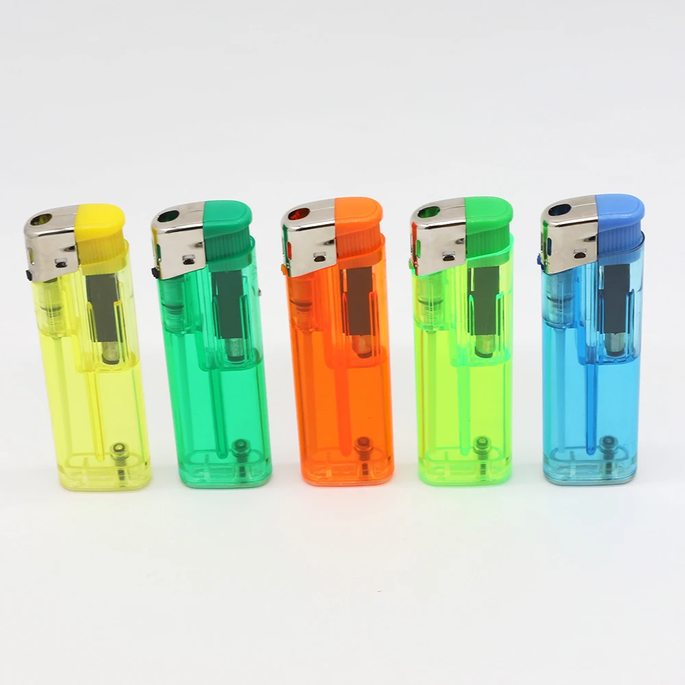 M6090 Ordinary Lighter Solid Color Transparent Plastic Lighter