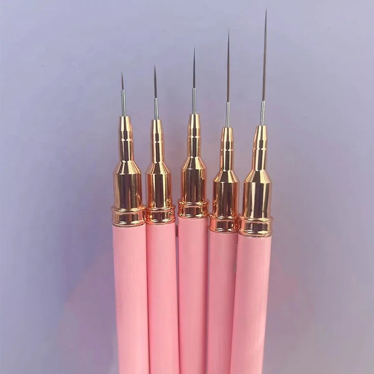 Nail Art Brushes 7mm-20mm liner brush Custom logo wholesale liner nail brush set 5pcs