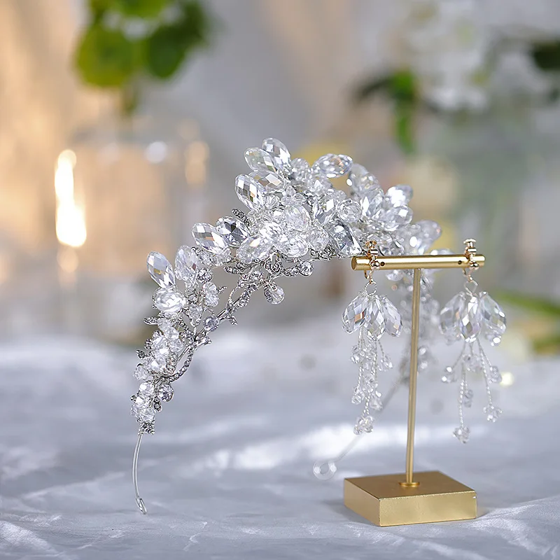Handmade  crystal  Beads Head Bridal Headbands Wedding Hair Accessories