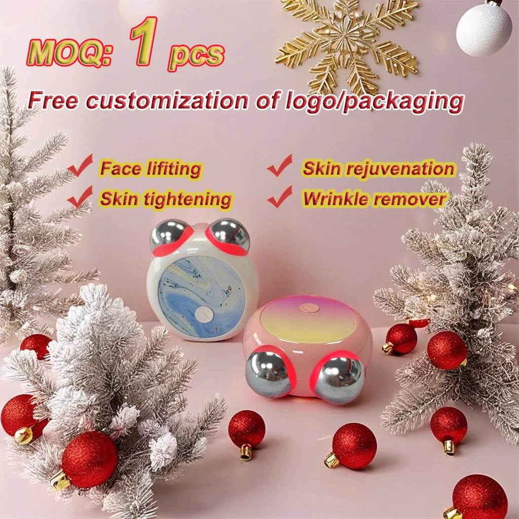EMS women face roller ball lifting small electric metal eye 3d facial face massage roller cleanser red light therapy roller face